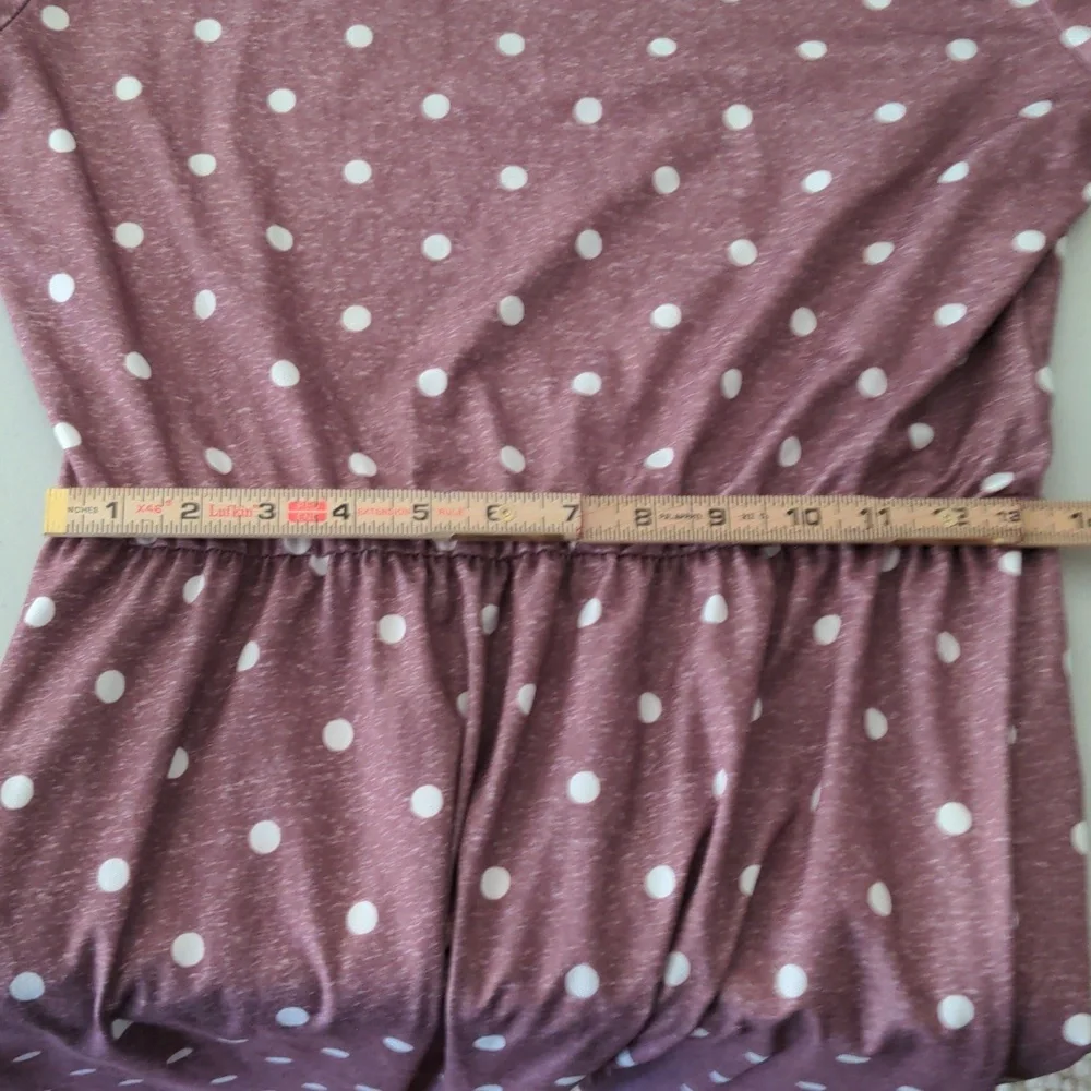 La la la Women's Size M Short Sleeve Polka Dot One Piece Popover Dress w/Pockets - Picture 9 of 10